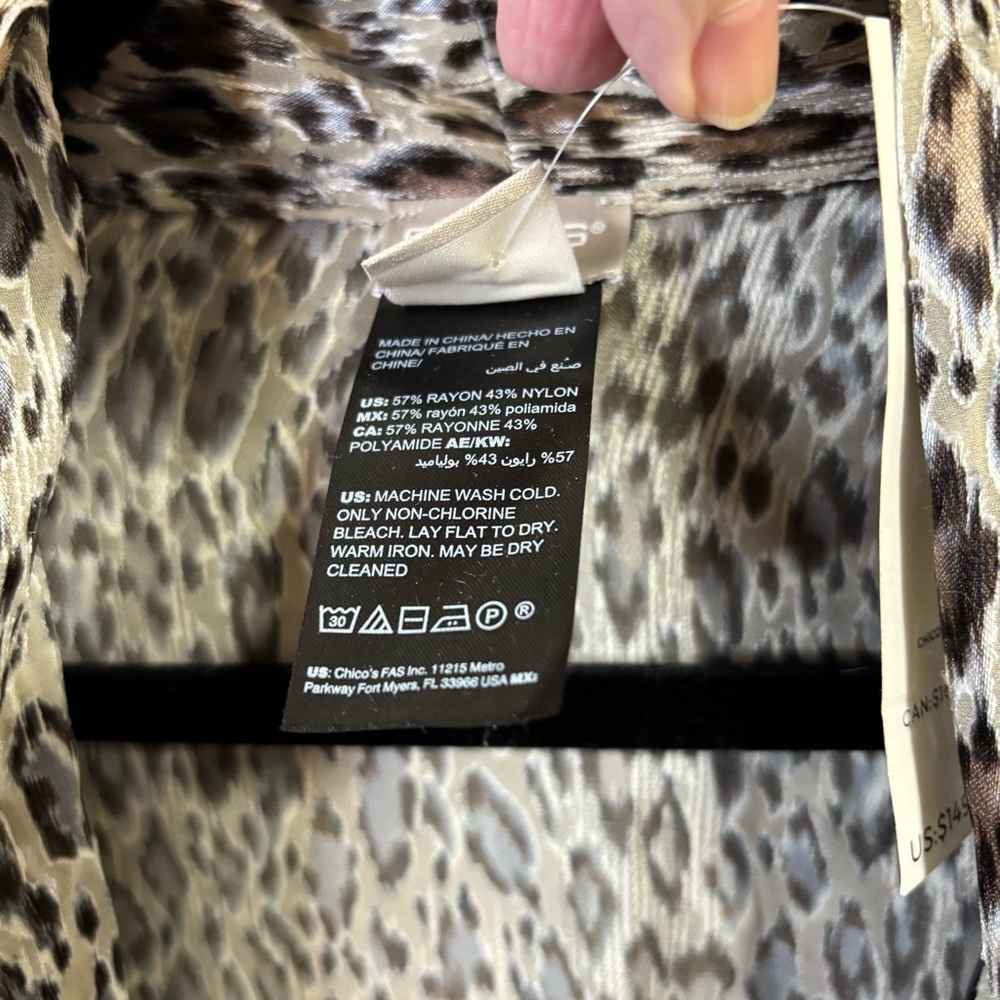 NWT Chicos Travelers Leopard Kimono Size 3 or XL - Picture 4 of 6
